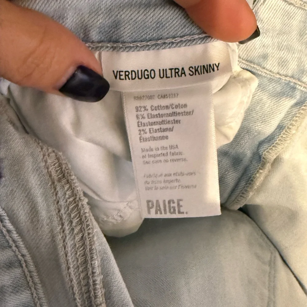 PAIGE Women's Verdugo Ultra Skinny Light Blue Distressed Jeans- EUC - Picture 10 of 14